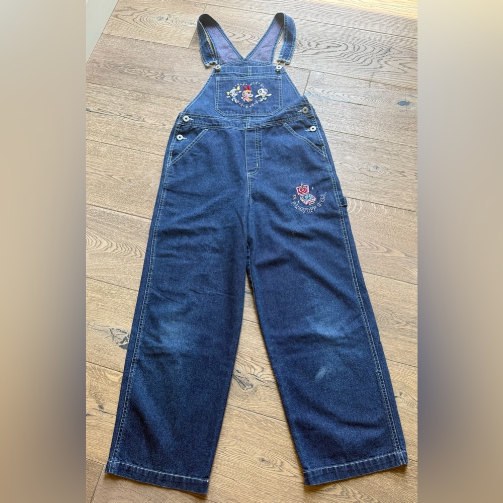 Powerpuff Girls Vintage Embroidered Denim Overalls
